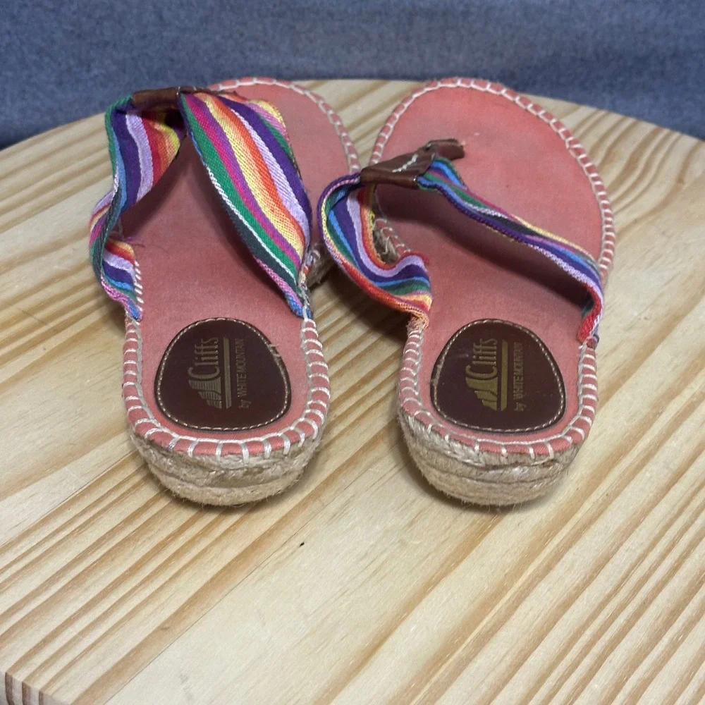 Cliffs by White Mountain Striped Espadrille Wedge Flip Flop Sandals Women's  11M